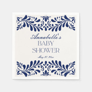 Serviette En Papier Carreaux bleu Talavera Espagne Baby shower Fiesta