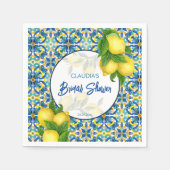 Serviette En Papier Carreaux bleus citron Amalfi Positano douche nupti (Devant)
