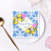 Serviette En Papier Carreaux bleus citron Bougainvillea mariage person