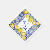 Serviette En Papier Carreaux bleus Citrons Mariage (Coin)
