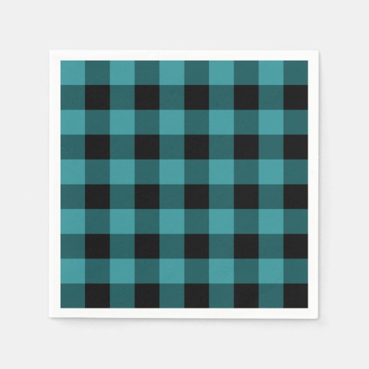 Serviette En Papier Carreaux bleus et noirs (Devant)
