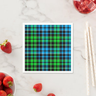 Serviette En Papier Carreaux Bleus Et Verts Tartan Noir