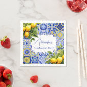 Serviette En Papier Carreaux bleus Lemons Graduation (En situation)