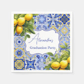 Serviette En Papier Carreaux bleus Lemons Graduation (Devant)