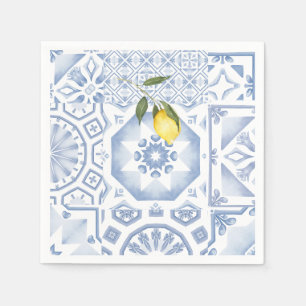 Serviette En Papier Carreaux bleus, mosaïque, majolica,