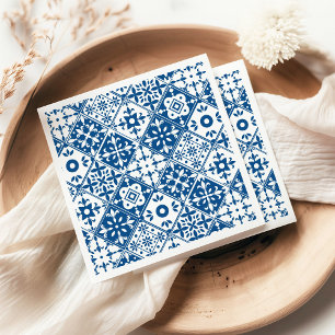 Serviette En Papier Carreaux bleus Santorin Thème grec/ espagnol