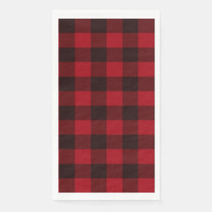 Serviette En Papier Carreaux Buffalo Rouge Et Noir De Campagne 