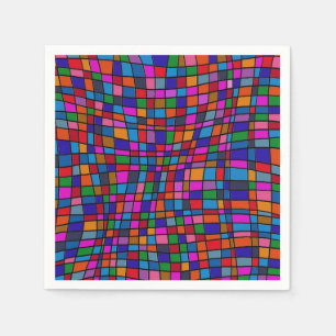 Serviette En Papier Carreaux de mosaïque colorés amusants