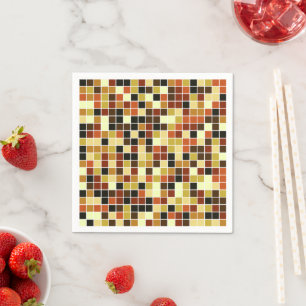 Serviette En Papier Carreaux de Piscine, Carreaux de Mosaïque Marrons,
