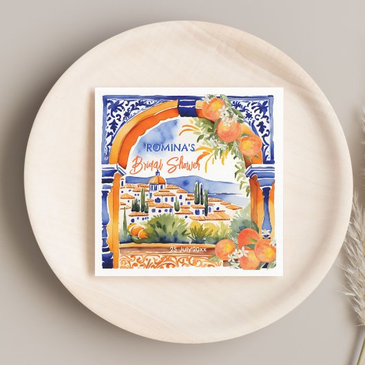 Serviette En Papier Carreaux de talavera azulejo bleu orange pour baby