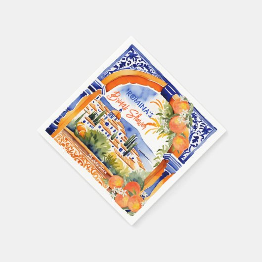 Serviette En Papier Carreaux de talavera azulejo bleu orange shower de (Coin)