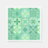 Serviette En Papier Carreaux décorés en vert et blanc (Devant)