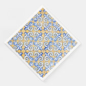 Serviette En Papier Carreaux espagnols - Azulejo Bleu, Jaune et Blanc (Coin)