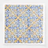 Serviette En Papier Carreaux espagnols - Azulejo Bleu, Jaune et Blanc (Devant)