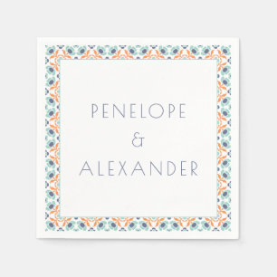 Serviette En Papier Carreaux Floraux Vintage Personnalisés Mariage Ble