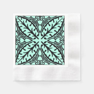 Serviette En Papier Carreaux marocains - bleu aqua et noir