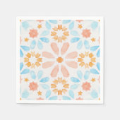 Serviette En Papier Carreaux marocains en bleu et orange (Devant)