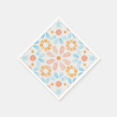 Serviette En Papier Carreaux marocains en bleu et orange (Coin)