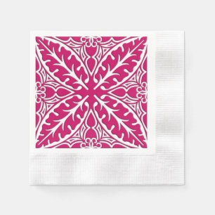 Serviette En Papier Carreaux marocains - magenta et blanc