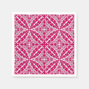 Serviette En Papier Carreaux marocains - magenta et blanc