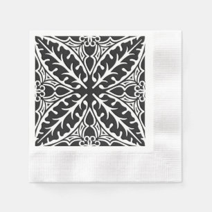 Serviette En Papier Carreaux marocains - noir et blanc