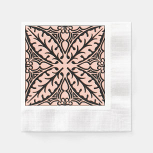 Serviette En Papier Carreaux marocains - rose pêche et noir