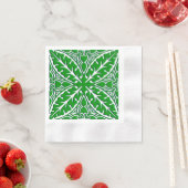 Serviette En Papier Carreaux marocains - vert émeraude et blanc (En situation)
