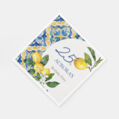 Serviette En Papier Carreaux méditerranéens Citron 25e anniversaire (Coin)