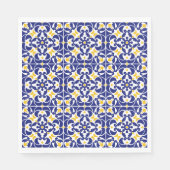 Serviette En Papier Carreaux méditerranéens Motif bleu et jaune (Devant)