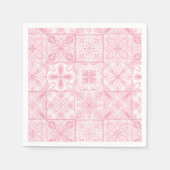 Serviette En Papier Carreaux ornés en rose (Devant)