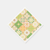 Serviette En Papier Carreaux ornés en vert et jaune (Coin)