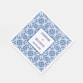 Serviette En Papier Carreaux portugais Mariage méditerranéen bleu (Coin)