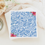 Serviette En Papier Carrelage bleu Fleur rose Parti grec méditerranéen