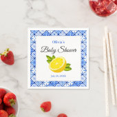 Serviette En Papier Carrelage bleu italien Baby shower de citron médit (En situation)