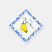Serviette En Papier Carrelage bleu italien Baby shower de citron médit (Coin)
