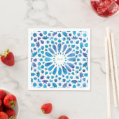 Serviette En Papier Carrelage bleu marocain Initiales Logo Mariage (En situation)