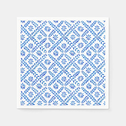 Serviette En Papier Carrelage bleu Méditerranée (Devant)