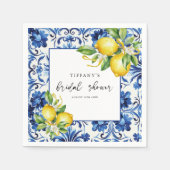 Serviette En Papier Carrelage bleu méditerranéen Citrons Fête des mari (Devant)