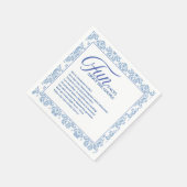 Serviette En Papier Carrelage Bleu Méditerranéen Fun Mariage (Coin)