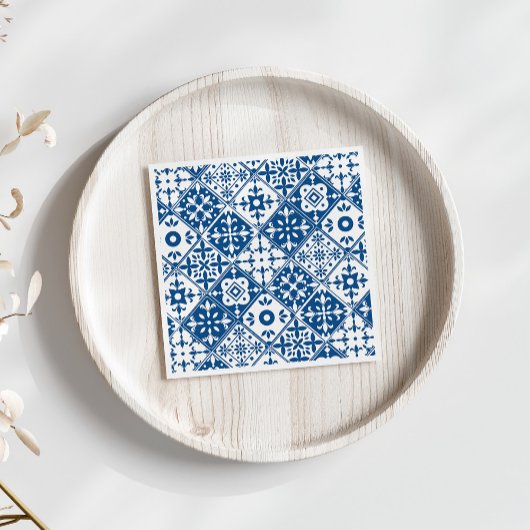 Serviette En Papier Carrelage bleu Santorin thème grec/espagnol