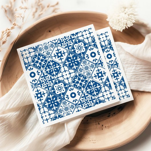 Serviette En Papier Carrelage bleu Santorin thème grec/espagnol