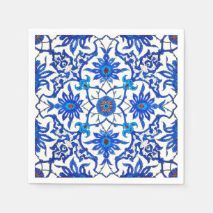 Serviette En Papier Carrelage chinois Art Nouveau - Cobalt Bleu & Blan