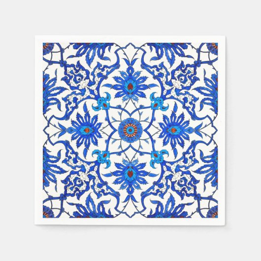 Serviette En Papier Carrelage chinois Art Nouveau - Cobalt Bleu & Blan (Devant)