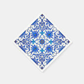 Serviette En Papier Carrelage chinois Art Nouveau - Cobalt Bleu & Blan (Coin)