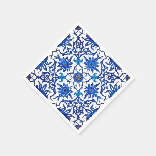 Serviette En Papier Carrelage chinois Art Nouveau - Cobalt Bleu & Blan (Coin)