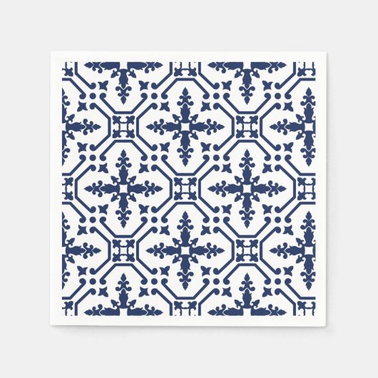 Serviette En Papier Carrelage décoratif géométrique bleu marocain (Devant)