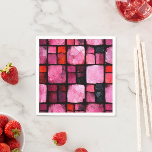 Serviette En Papier Carrelage en verre rose Découpage Tissu Papier (En situation)