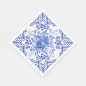 Serviette En Papier Carrelage floral bleu et blanc avec serviettes d'o (Coin)
