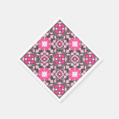 Serviette En Papier Carrelage Floral marocain, Fuchsia rose & gris / G (Coin)