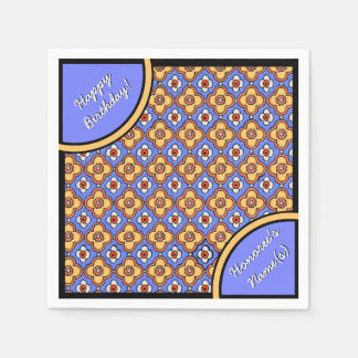 Serviette En Papier Carrelage gothique Motif - Bleu jaune orange